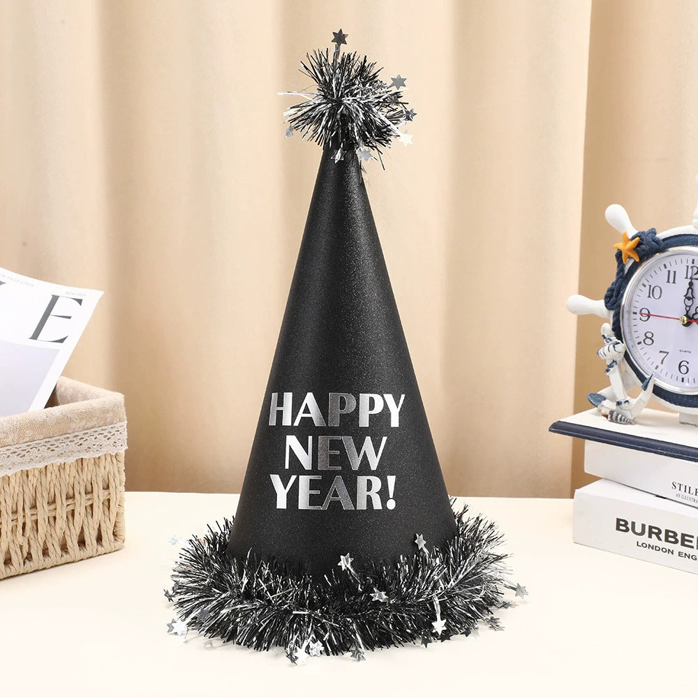 Black & Silver New Year Party Hat – 40 cm