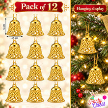 Festive season bell shaped tree ornaments pack of 12