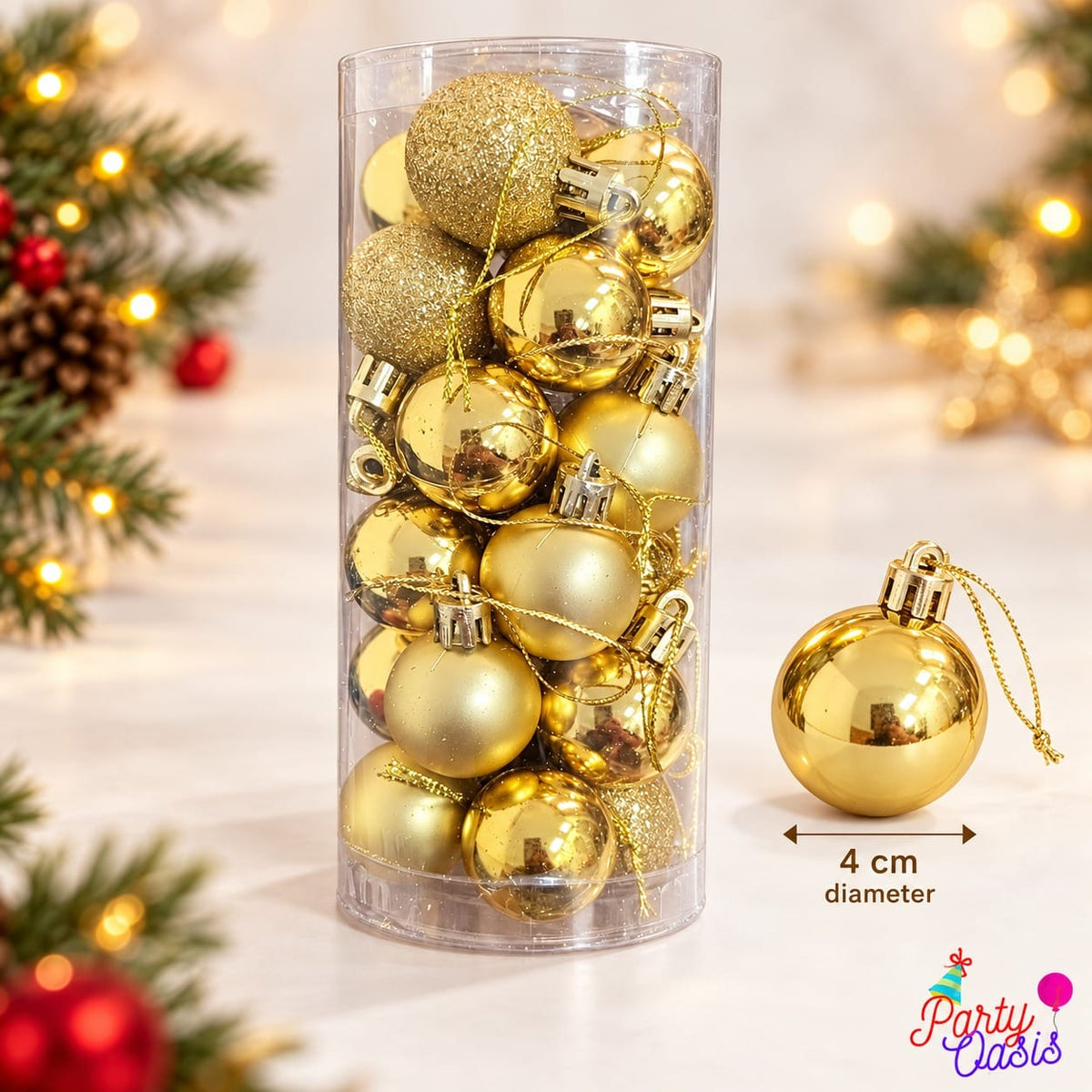 Festive season tree ornaments gold - pack of 24 pcs