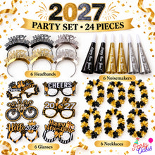 New year 2027 Party Set - serves 6 Black gold decor