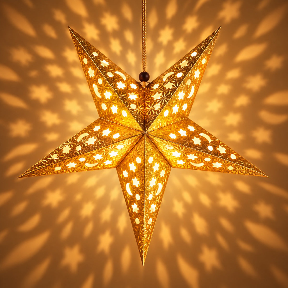 Festive season star golden lantern 1pc without light 60cm