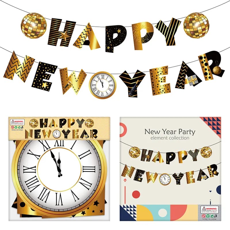 Happy new year disco banner
