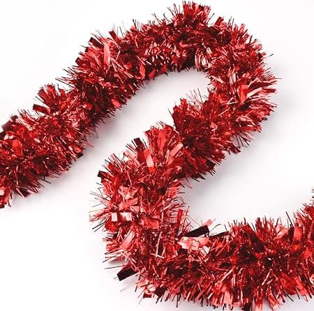 Red tinsel garland 2m