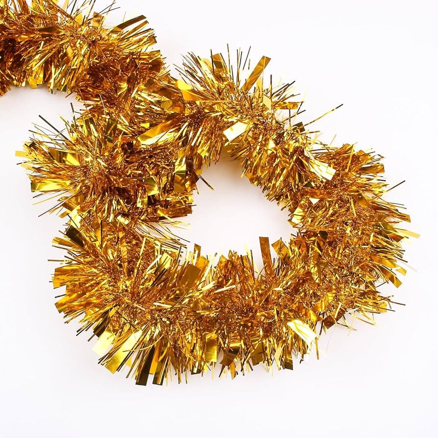 Gold tinsel garland 2m