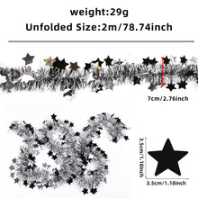 silver festive tinsel garland with stars 2m