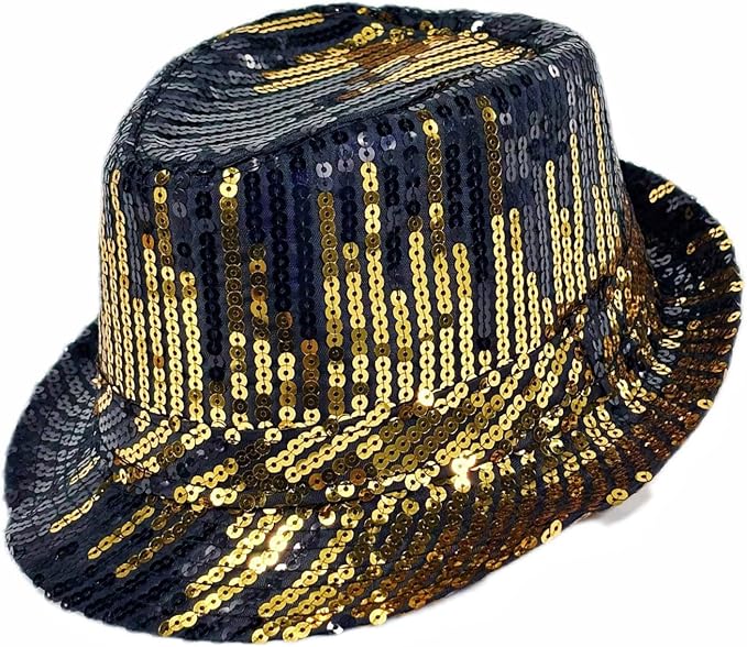 GOLD BLACK SEQUIN PARTY HAT 1pc