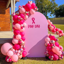 Pink day indoor October month breast cancer awareness balloon decoration with backdrop