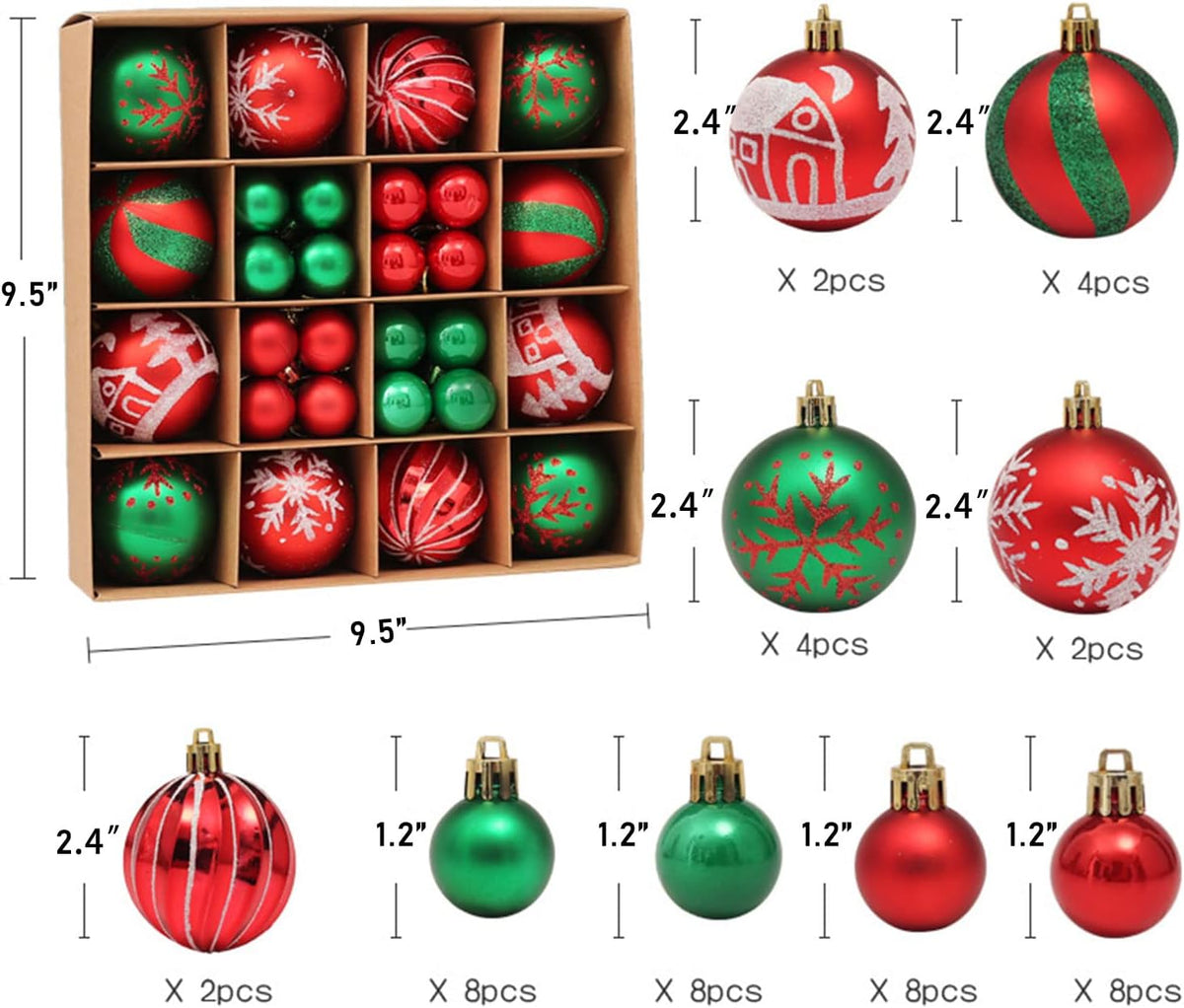 Red green festive tree ornaments