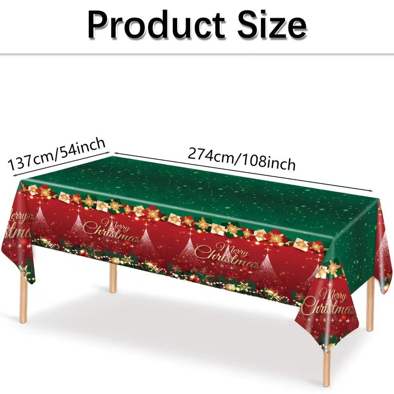 red green festive table cover