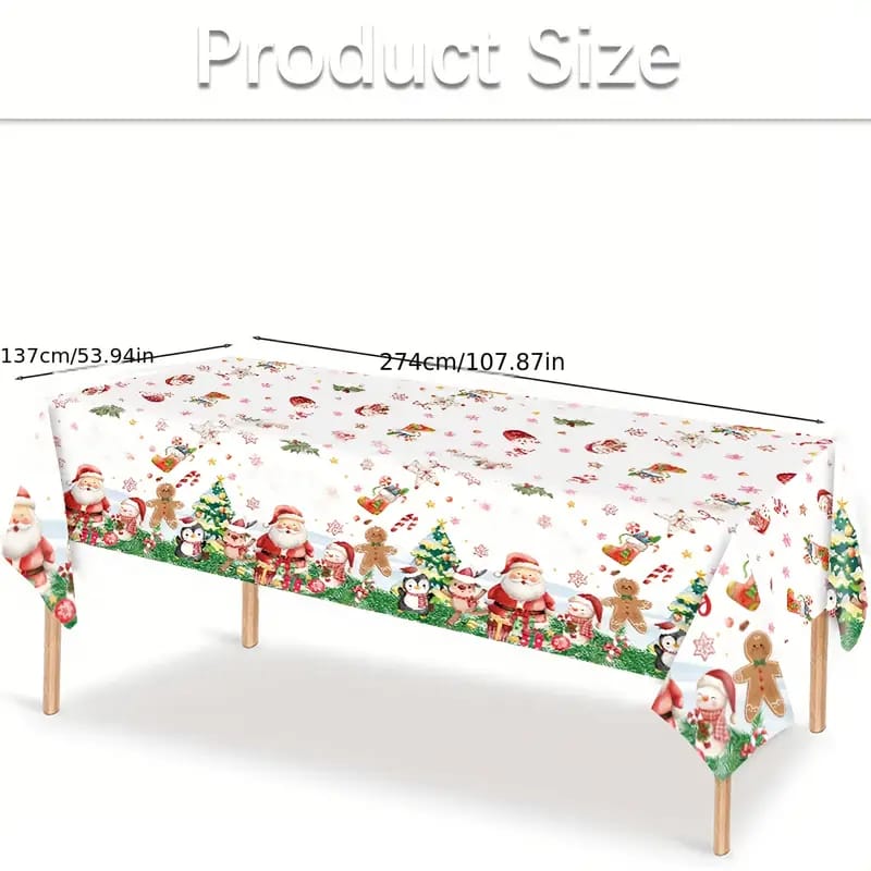 White fun festive table cover 1 pc