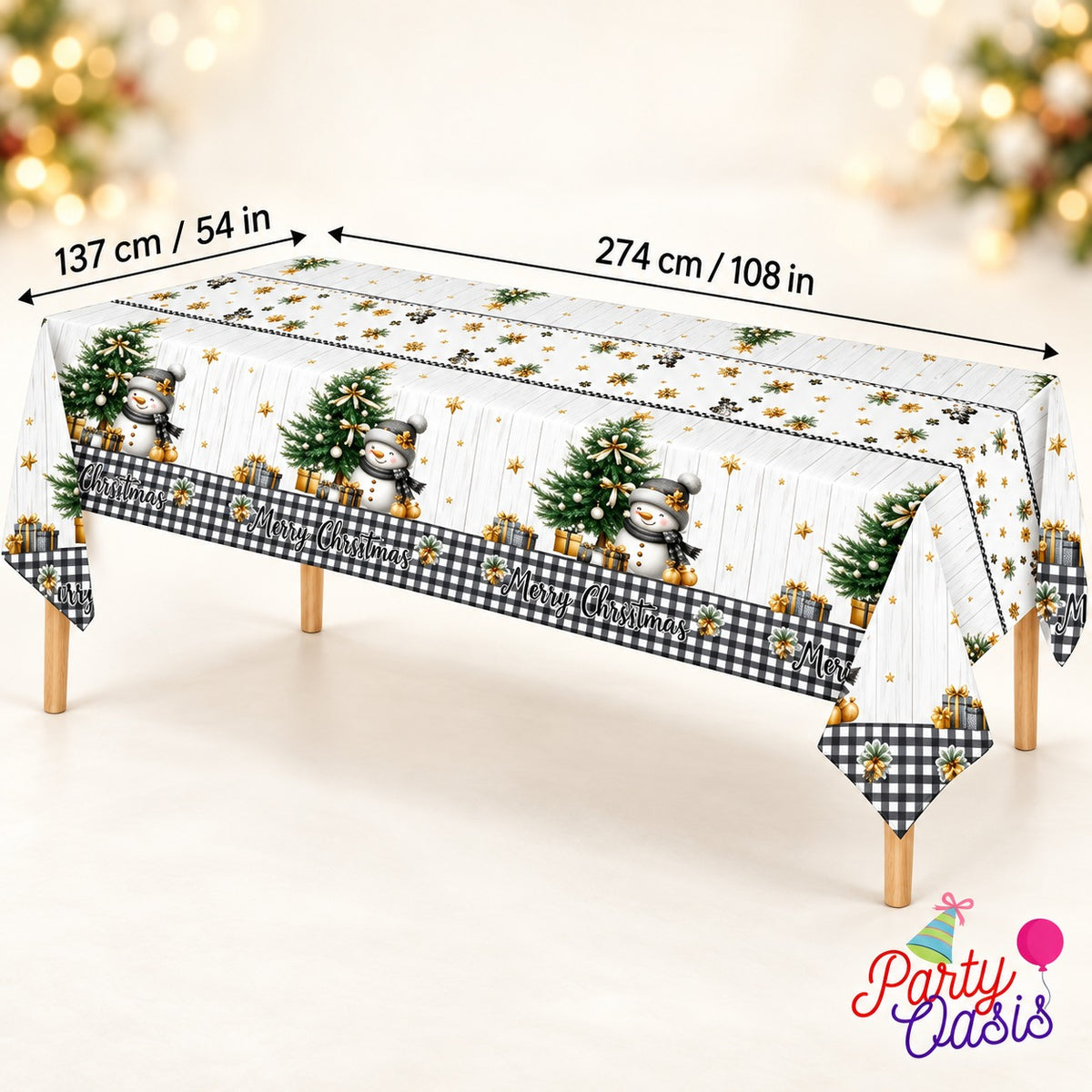 snowman festive season table cover 1 pc