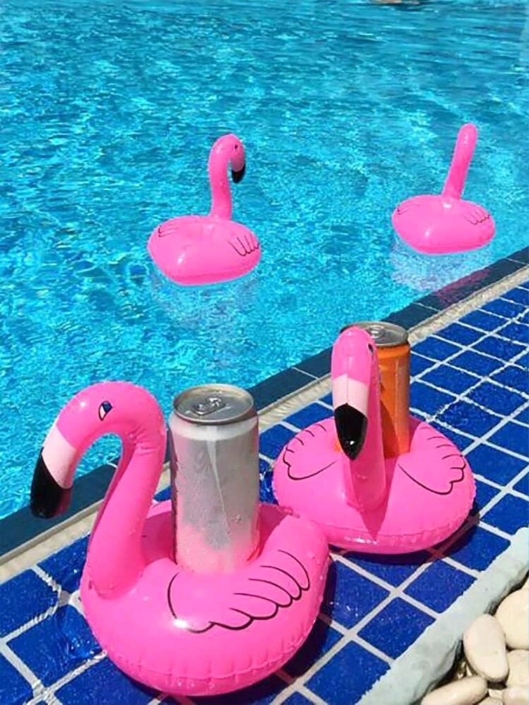 5pcs Inflatable Flamingo Drink Cup Holders, Tropical Flamingo Party pool party ( non inflated )
