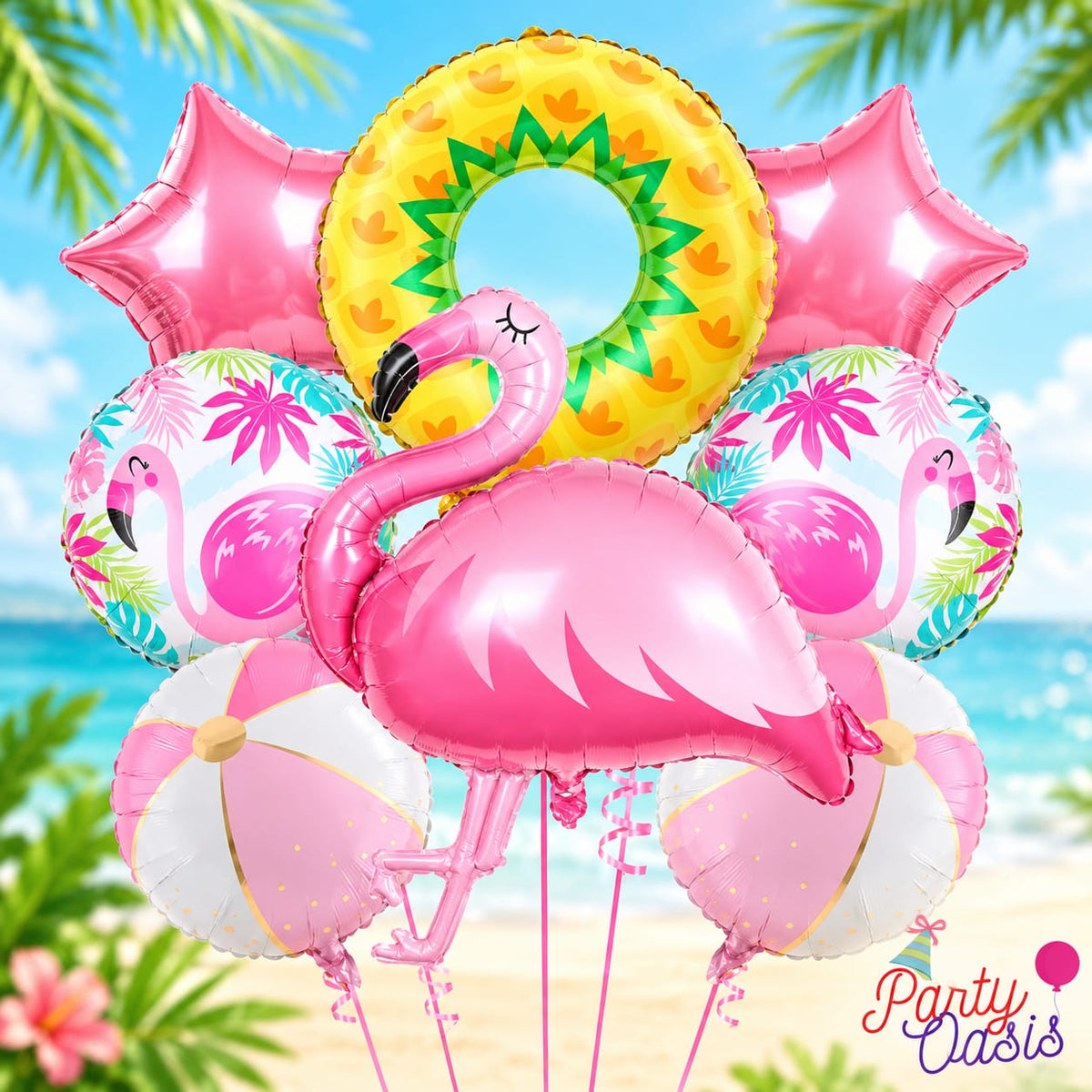 Flamingo pool party balloons 8pcs