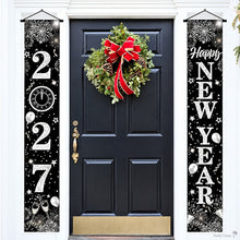 New year silver black door hanging