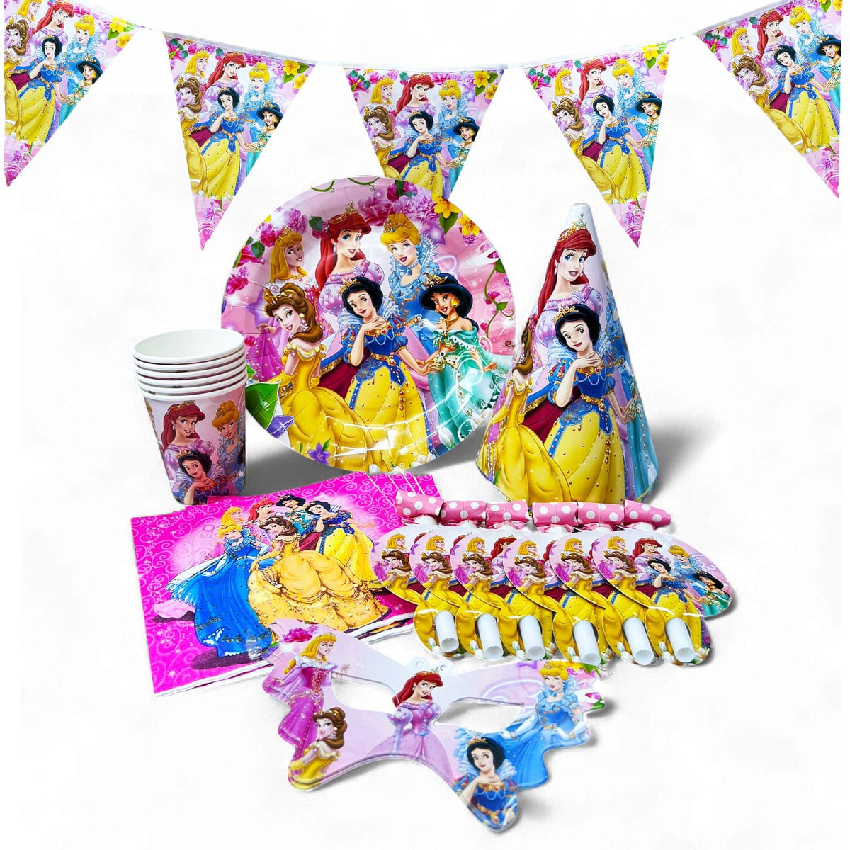 Princess party set plate cup tableware serves 6
