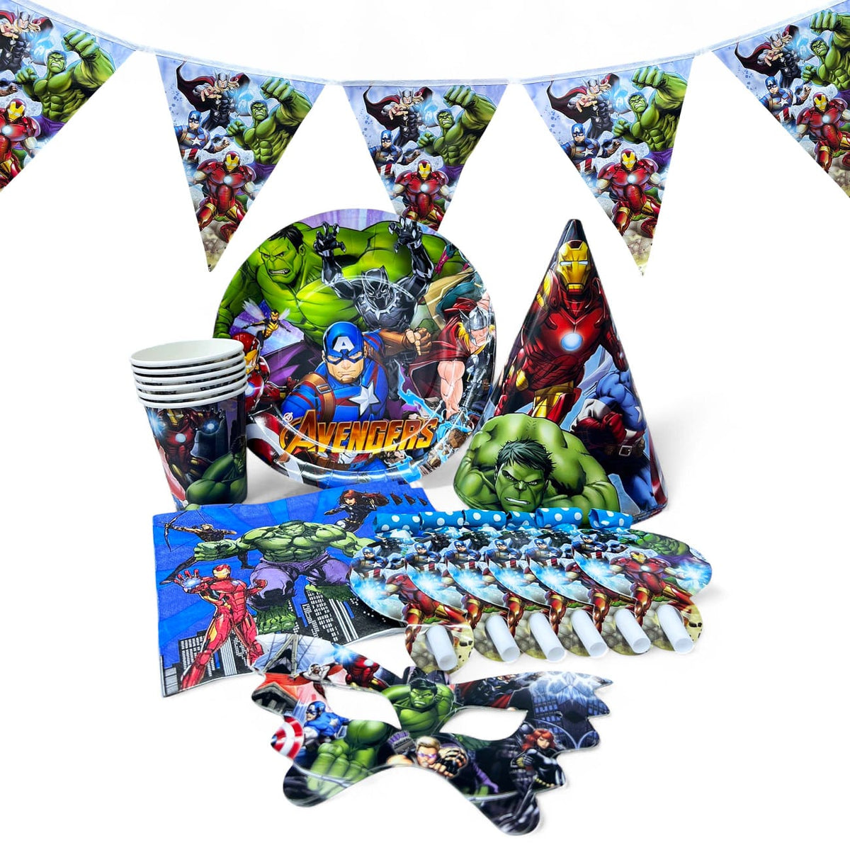 Avengers super hero party set plate cup tableware serves 6