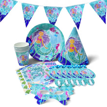 Mermaid party set plate cup tableware serves 6