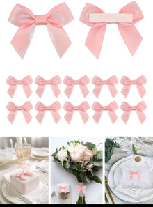 25pcs self adhesive pink bow pre made