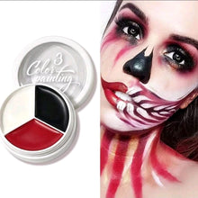 Tri color face paint for spooky festival