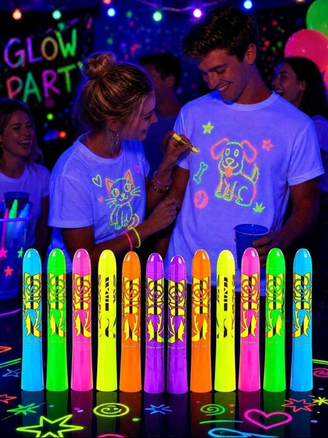 10pcs-Glow DIY Luminous Painting Pens, UV Black Light Glowing