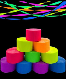 12pcs Fluorescent Crinkled Paper Decoration Streamers glow in the dark