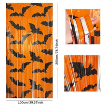 Spooky bat theme orange black scary curtain foil 1 pc