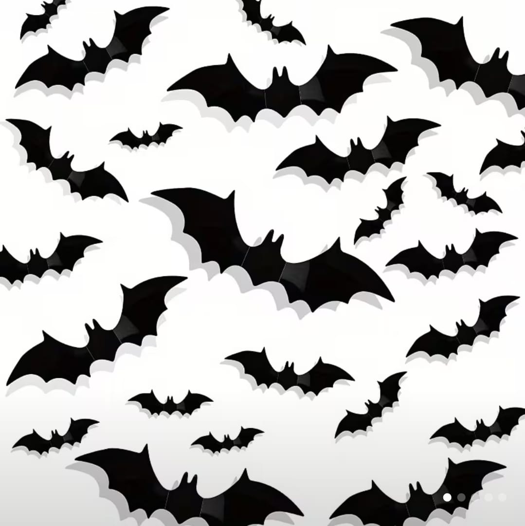 48pcs, Black PVC Bat for trick or treat Decoration - Scary Decor Props
