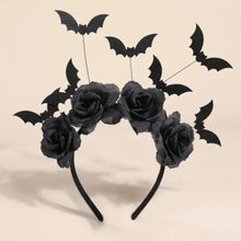 1pc  Party Headband - Cute Witch Hat with Black Faux Flowers, Gothic Bat Hair Clip, Dark Character Role-Play Accessory