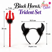 Black horn and trident costume props