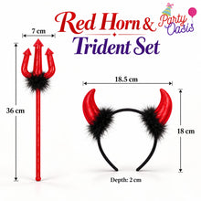 Red horn and trident costume props