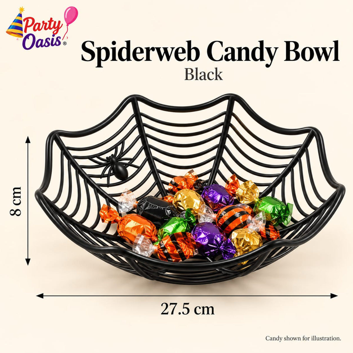 Black Spider web plastic candy bowl 1pc