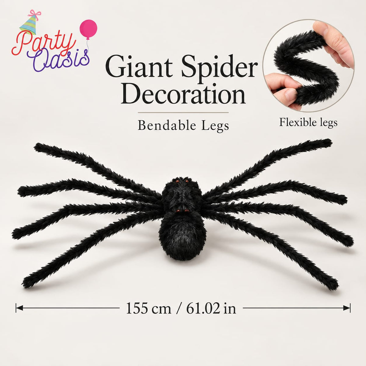 1pc Large 155Cm/61 Inch  Spider Decoration - Realistic Outdoor/Indoor