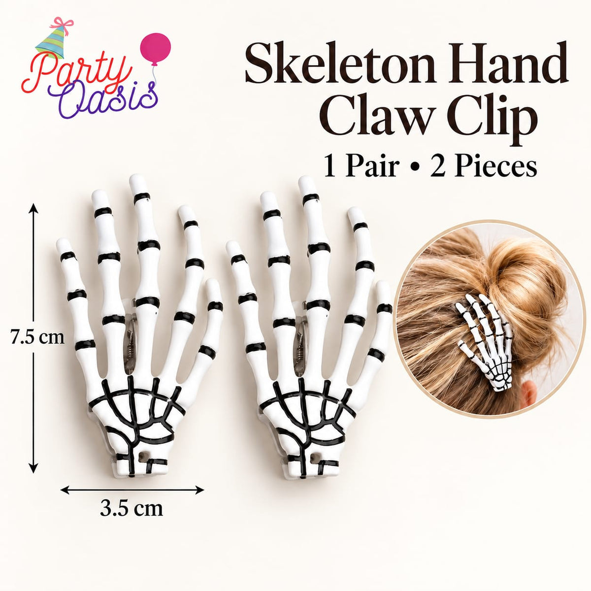 Skeleton hand claw clip 1pair