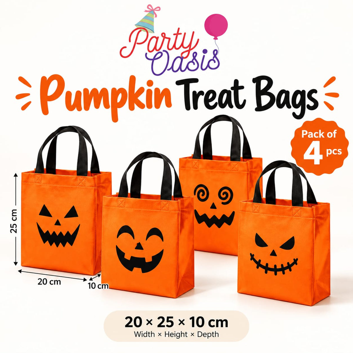 Pumpkin treat bag pack of 4