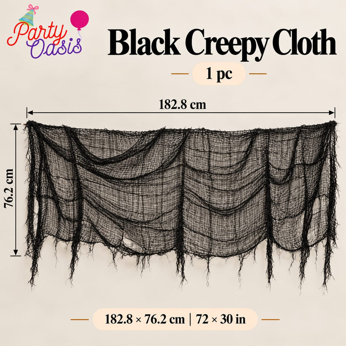 Black creepy cloth for spooky decoration  1pc