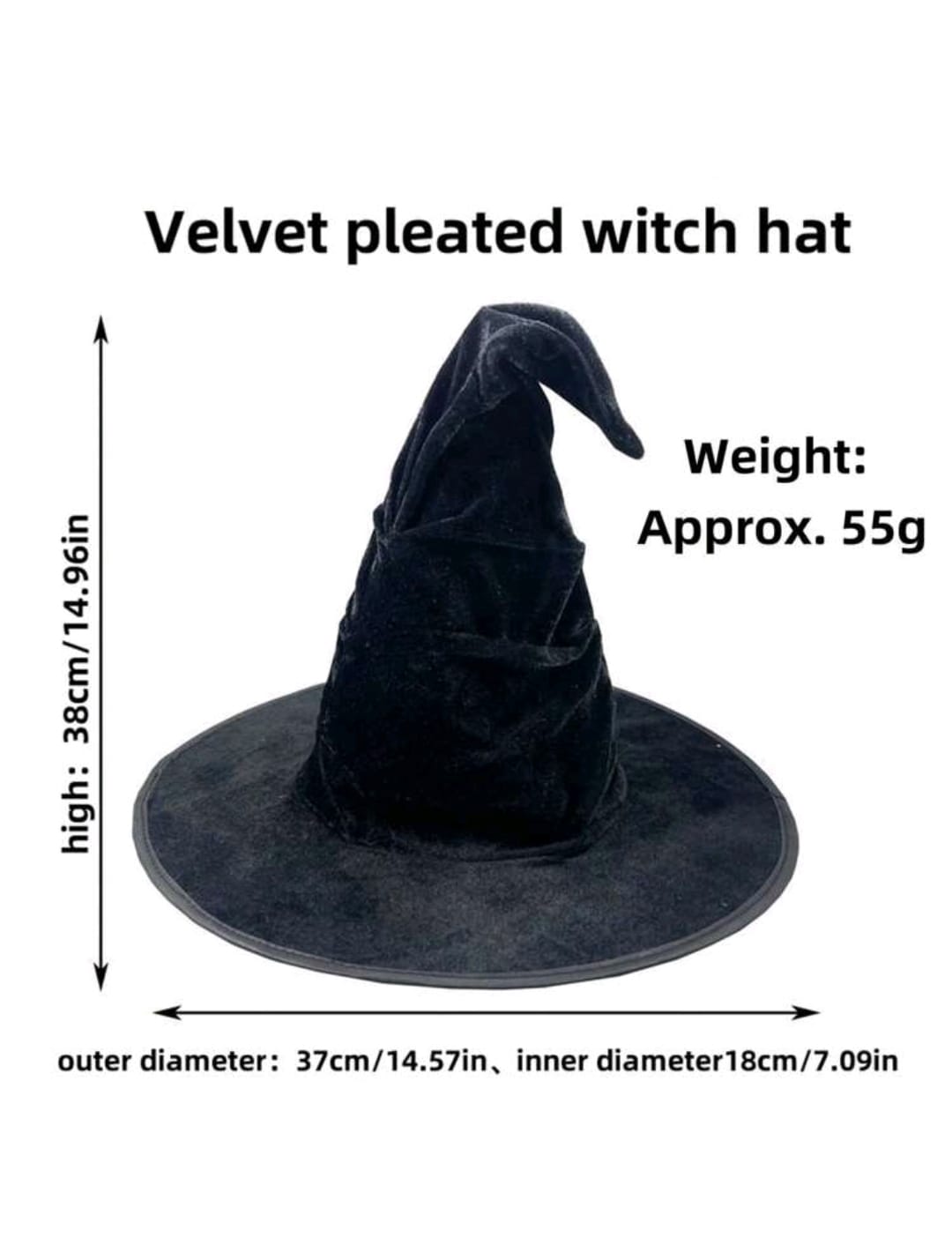 Velvet witch hat 1pc