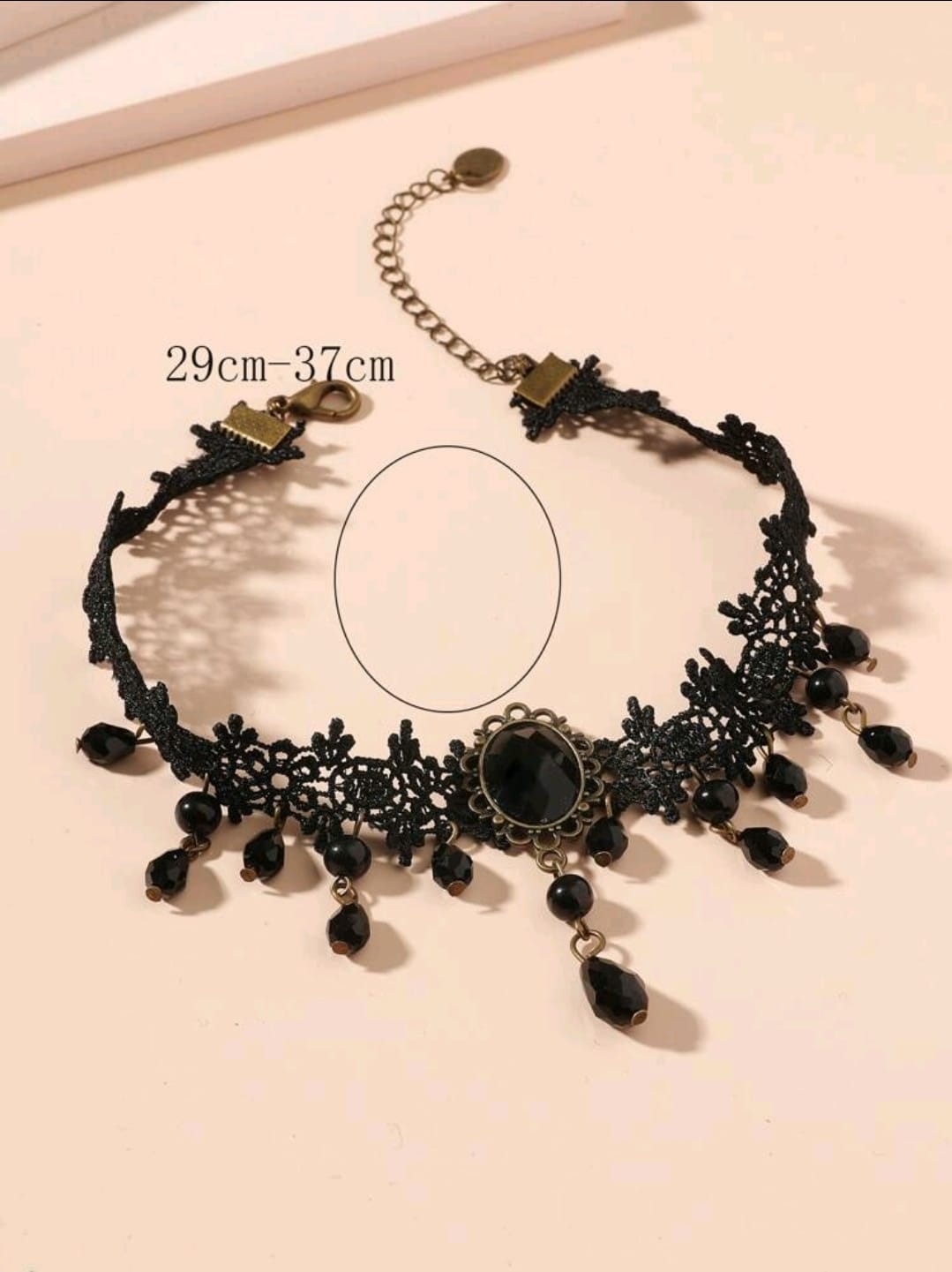 Teardrop Shaped Black Charm Necklace for Gothic witch costume