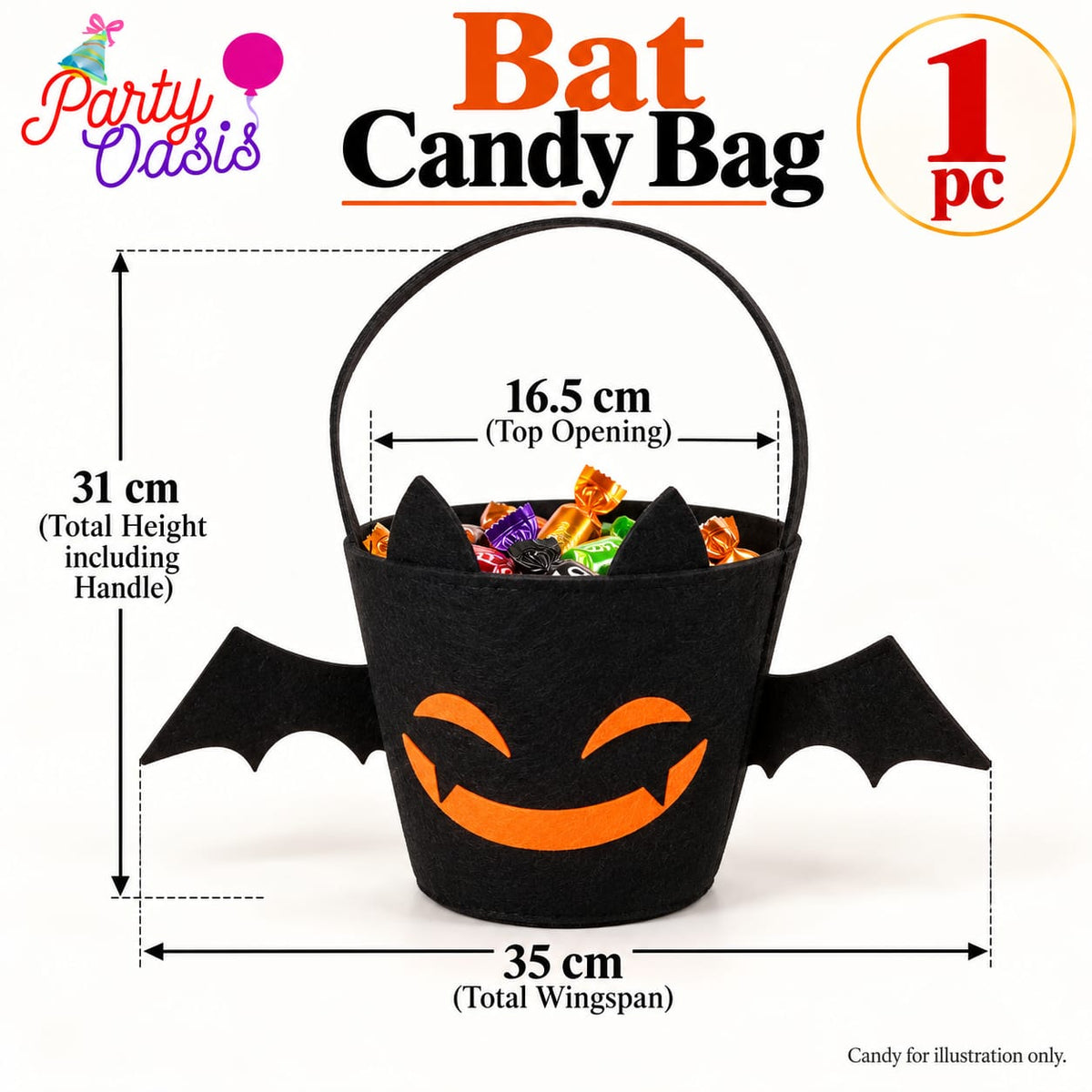 Bat candy bag 1 pc for trick or treat with out candy