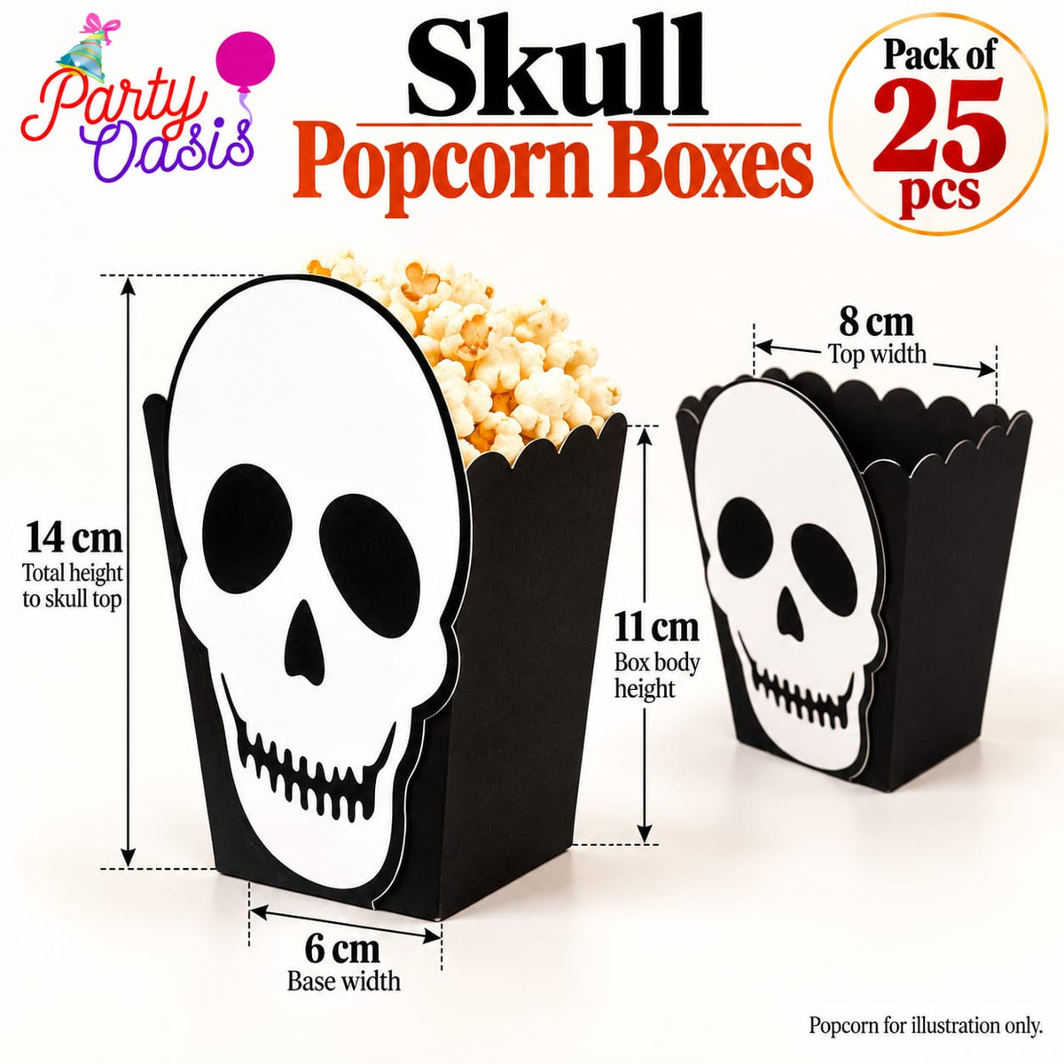 25pcs skull skeleton spooky pop corn box