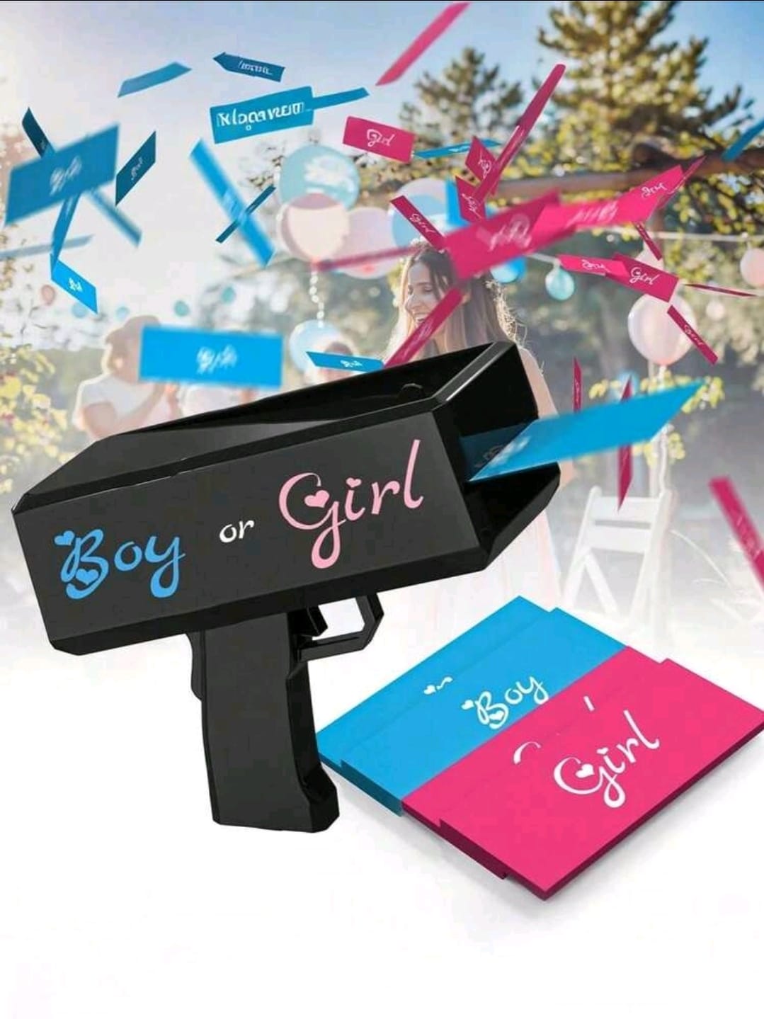 Gender Reveal Money Gun Shooter With Pink props