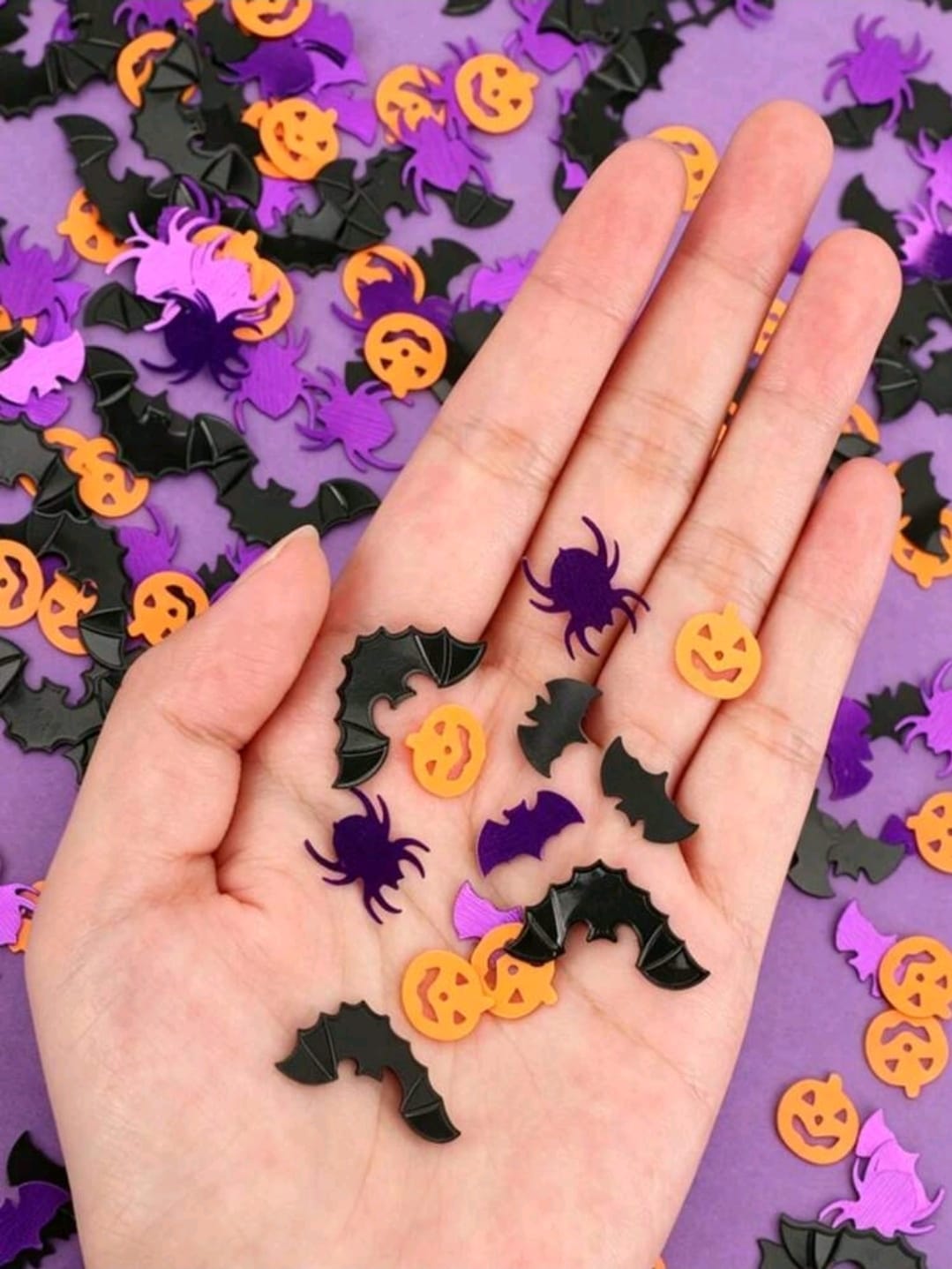 1000pcs Metal Foil Glitter Decorations Pumpkin Bat Spider Witch Star Spider Web 30g