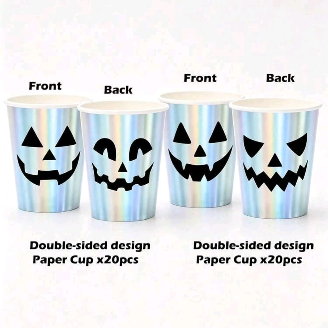 20pcs 9oz Party Cups Holographic Iridescent Pumpkin Ghost