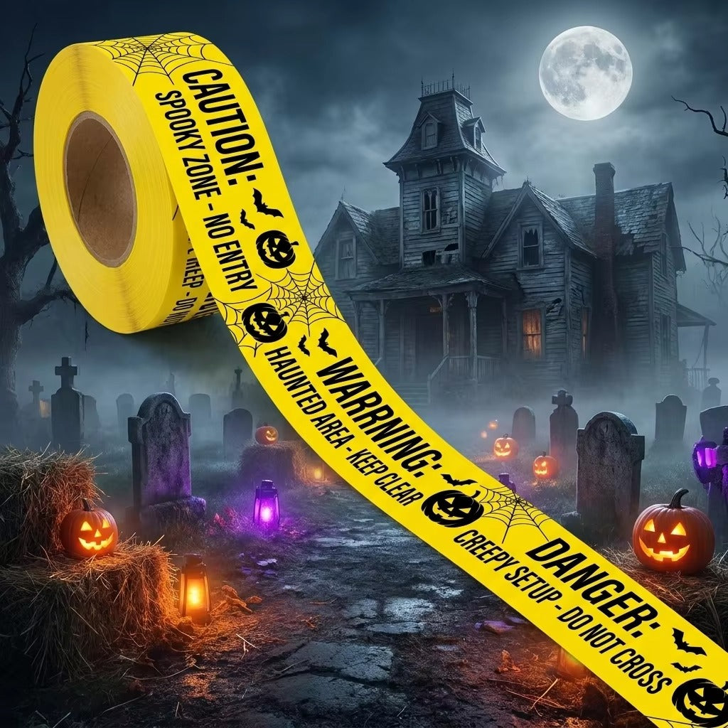 haunted area - keep clear caution tape for costume party trick or treat decoration