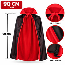 Kids Vampire Red & Black Double-Layer Cape, Reversible Grim Reaper Cloak 90 cm