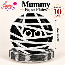 Black spooky scary mummy paper plate pack of 10