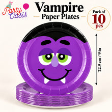 Purple vampire spooky scary paper plate pack of 10