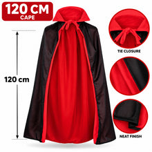 Kids Vampire Red & Black Double-Layer Cape, Reversible Grim Reaper Cloak 120 cm