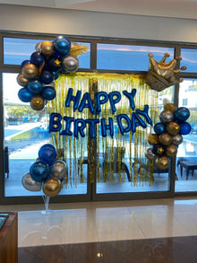gold blue simple birthday decoration
