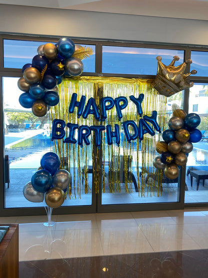 gold blue simple birthday decoration