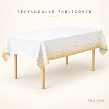 White Tablecloth with Gold confetti Dots - Fits 8ft Table